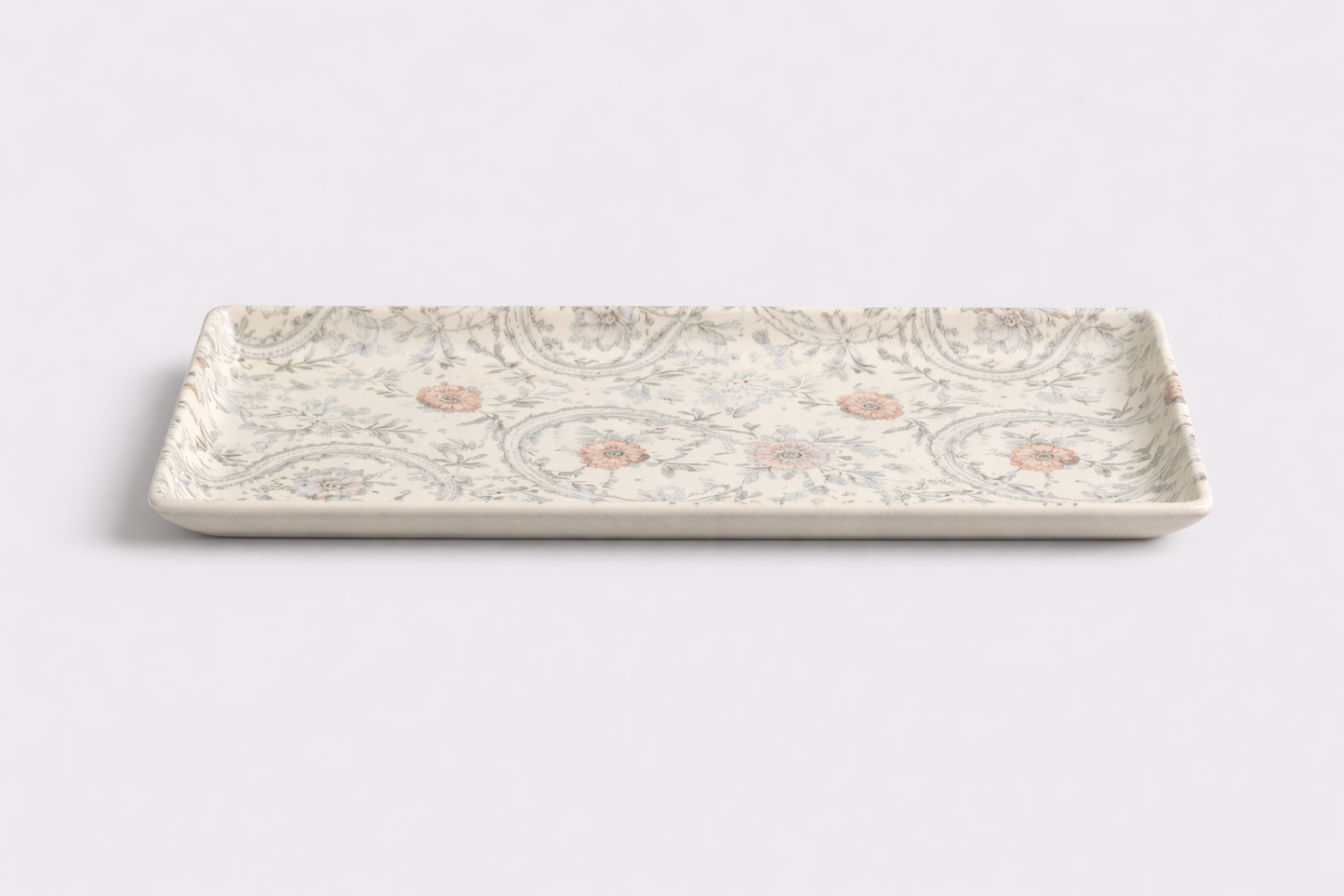 Cerae Floral Celete Stoneware Designer Platter