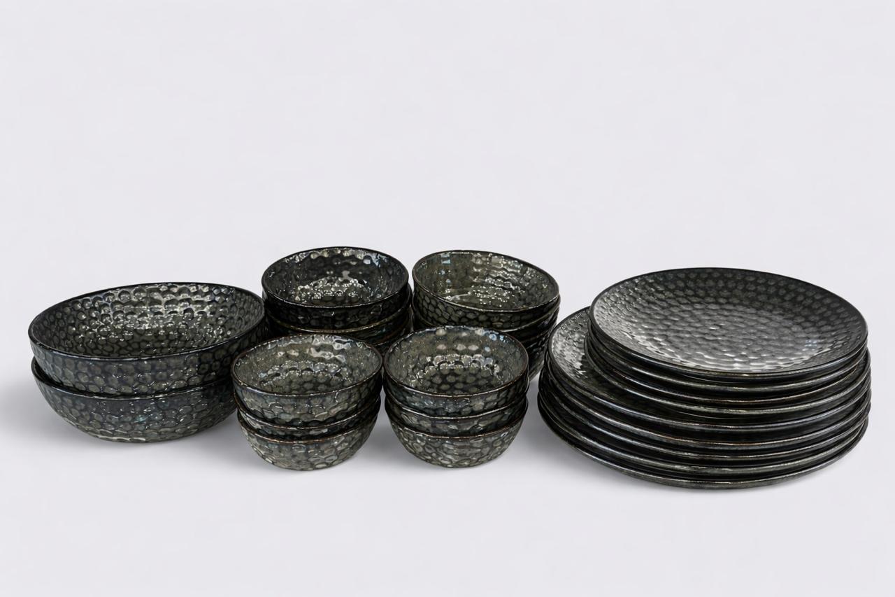 Cerae Terre Calm DS Stoneware Dinner Set – Charcoal Edition