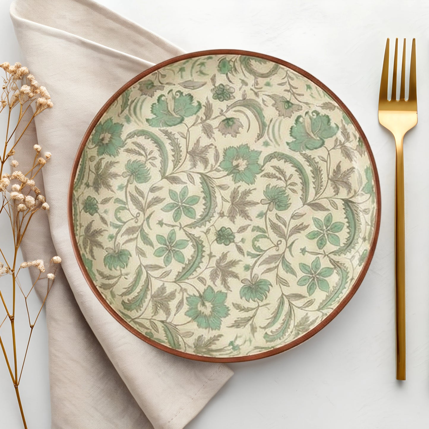 Artisan Floral Heritage Plate –10" Ceramic (SET OF 2)