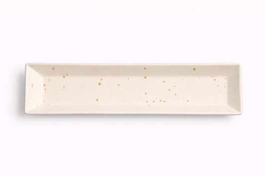 Cerae Oliva Elite Stoneware Platter – Ivory Cream Dot Design