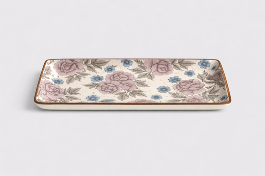 Cerae Rose Floria Stoneware Designer Platter