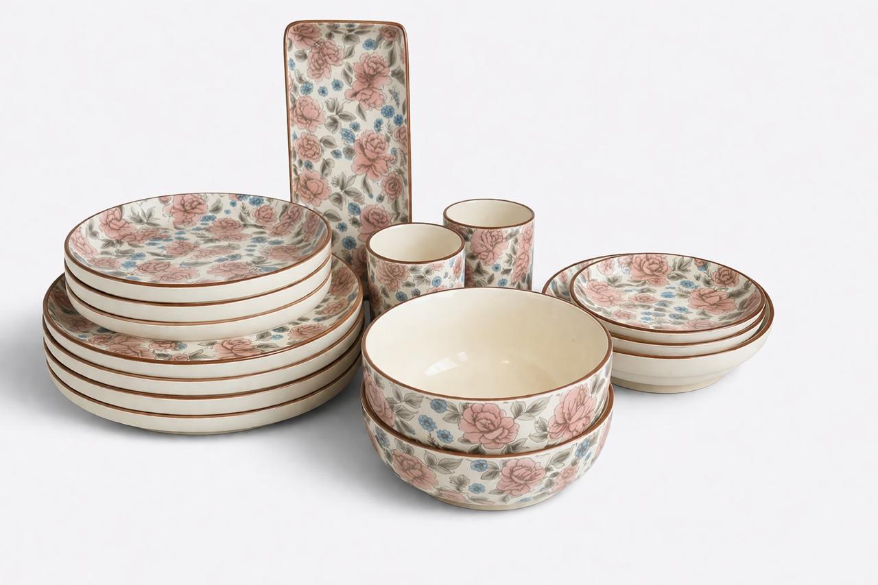 Cerae Rose Floria DS Stoneware Dinner Set